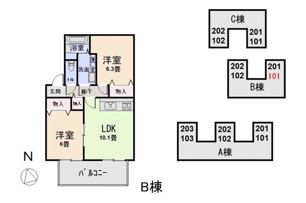 リビングタウン南矢島の物件間取画像